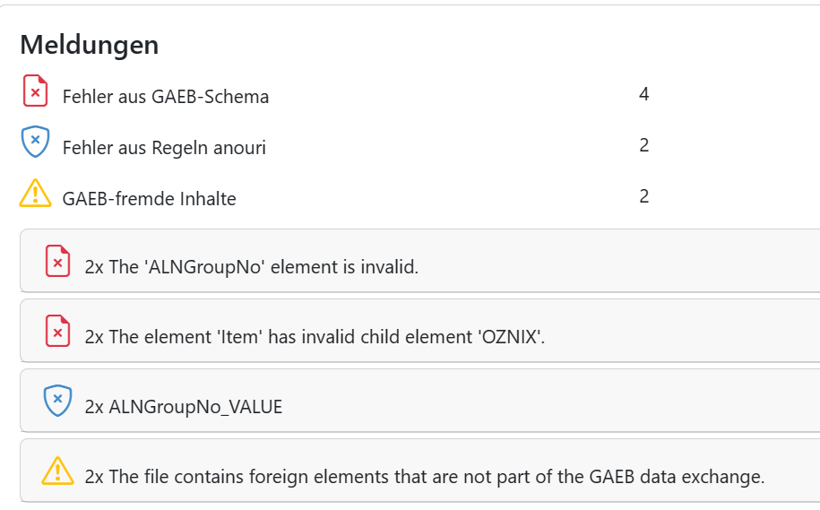 GAEB 365 CHECK Profi - detaillierte Auswertung